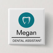 Tandartsassistent Aangepast Tandlogo Vierkante Button 5,1 Cm (Voorkant)