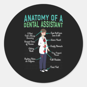 Tandartsassistent Anatomie van tandarts Hygiëner Ronde Sticker