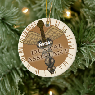 Tandartsassistent Caduceus Keramisch Ornament