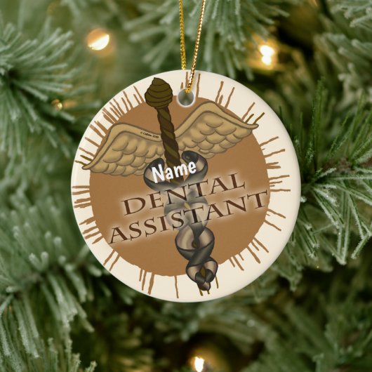 Tandartsassistent Caduceus Keramisch Ornament (Boom)
