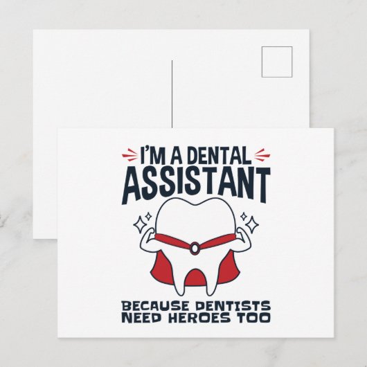 Tandartsassistent Funny Heroes Citaat Briefkaart (Voorkant / Achterkant)