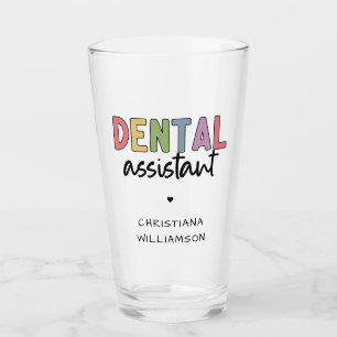 Tandartsassistent Geschenk met naam Glas