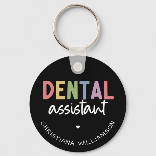 Tandartsassistent Geschenk met Naam Sleutelhanger (Voorkant)