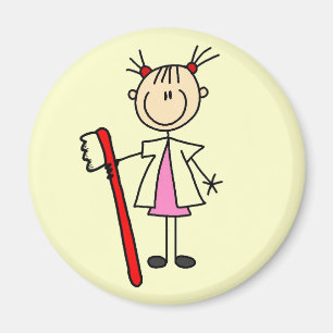 Tandartsassistent met tandenborstel magneet