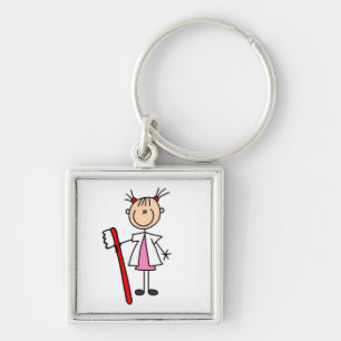 Tandartsassistent met tandenborstel sleutelhanger