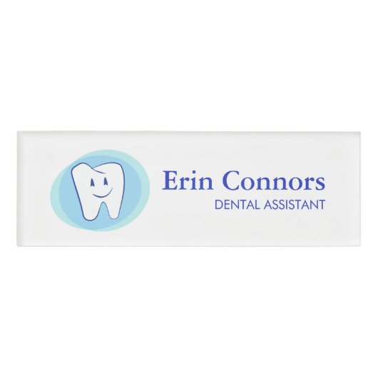 Tandartsassistent Tandarts lachende Tand Logo Naambadge (Voorkant)