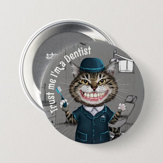 Tandartscadeau, orthodontist badge, tandarts assis ronde button 7,6 cm (Voorkant /achterkant)