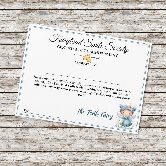 Tandartscontrolecertificaat van de Fairyland Smile