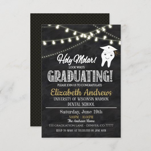 Tandartsdiploma uitnodiging (Voorkant / Achterkant)