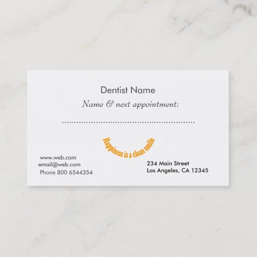 Tandartsen Modern Text Design Tandheelkundige afsp Afsprakenkaartje (Achterkant)