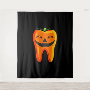 Tandartsen Tandpompoen Halloween Wandkleed