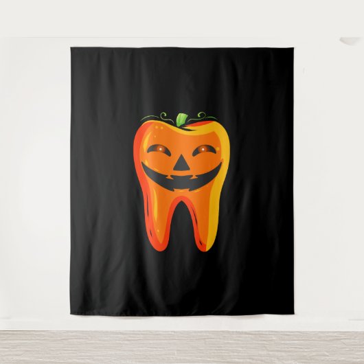 Tandartsen Tandpompoen Halloween Wandkleed (Voorkant)