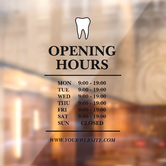 Tandartsenkliniek openingstijden sjabloon raamsticker (Vel 2)