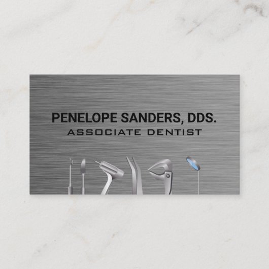Tandartsinstrumenten | Metalen Visitekaartje (Voorkant)