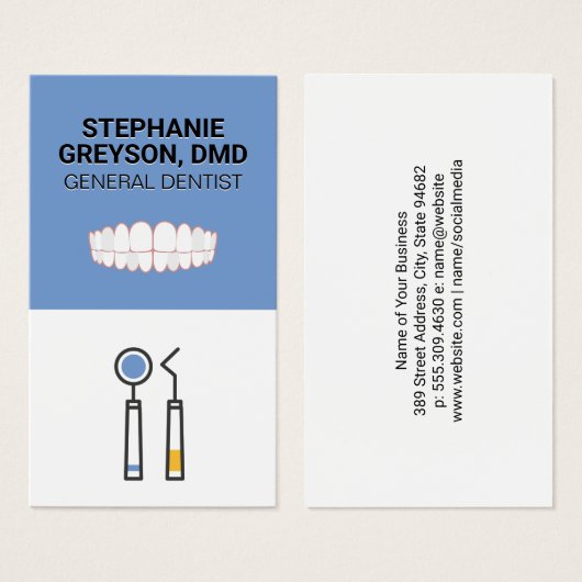 Tandartsinstrumenten | Tanden Icoon Visitekaartje (Voorkant /achterkant)