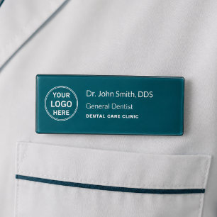 Tandartskliniek Tandarts Teal Professioneel Logo Naambadge