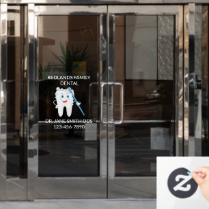 Tandartspraktijk aanpassen Happy Molar Tandenborst Raamsticker