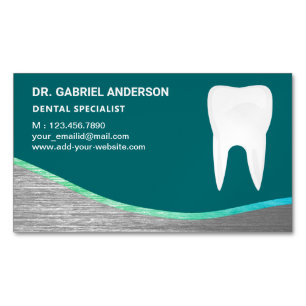 Tandartspraktijk Teal Steel Tooth Dental Clinic Magnetisch Visitekaartje