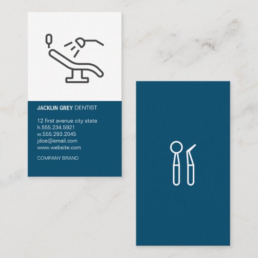 Tandartsstoel en hulpmiddelen visitekaartje (Voorkant / Achterkant)