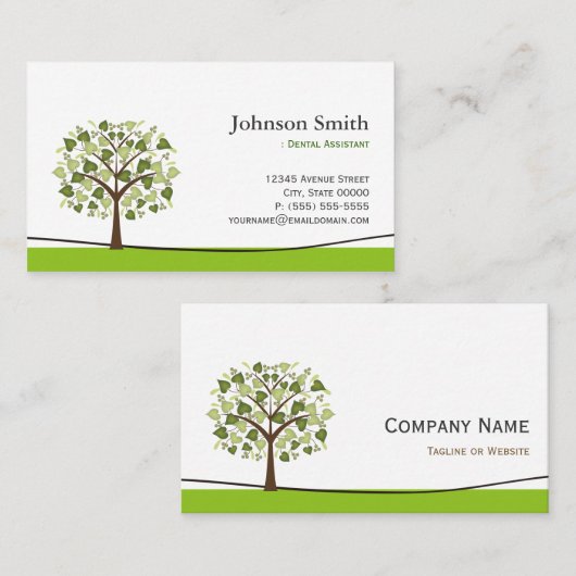 Tandassistent - Elegant Wish Tree Visitekaartje (Voorkant / Achterkant)