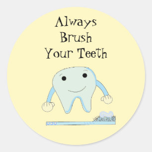 Tandborstel en tand Cute Tandheelkundige Herinneri Ronde Sticker