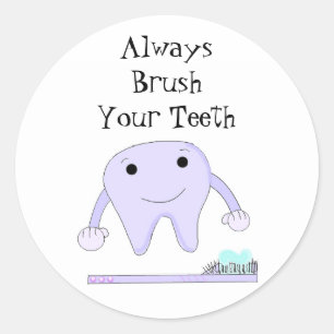Tandborstel en tand Cute Tandheelkundige Herinneri Ronde Sticker