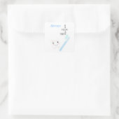 Tandborstel en Tand met Bericht Vierkante Sticker (Tas)