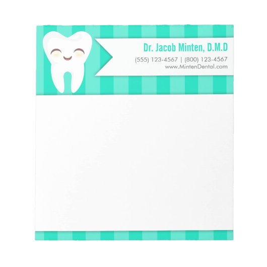 Tandbouillon - Blauwgroen strepen, aangepast Notit Notitieblok (Voorkant)