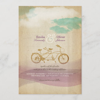 Tandem Bicycle 2 Waterverf  Rustic Wedding Kaart