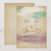 Tandem Bicycle 2 Waterverf  Rustic Wedding Kaart (Voorkant / Achterkant)