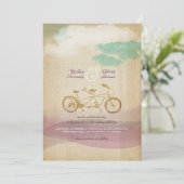 Tandem Bicycle 2 Waterverf  Rustic Wedding Kaart (Staand voorkant)
