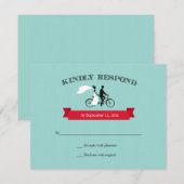 Tandem Bicycle Aqua Wedding RSVP Kaartje (Voorkant / Achterkant)