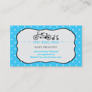 Tandem Bicycle Baby shower Registry Card Informatiekaartje