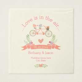 Tandem Bicycle, Birds and Banner Wedding Servetten