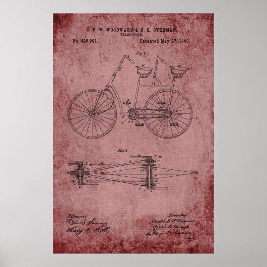 Tandem Bicycle Blueprint Poster (Voorkant)