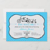 Tandem Bicycle Boy Baby shower Uitnodiging (Voorkant)