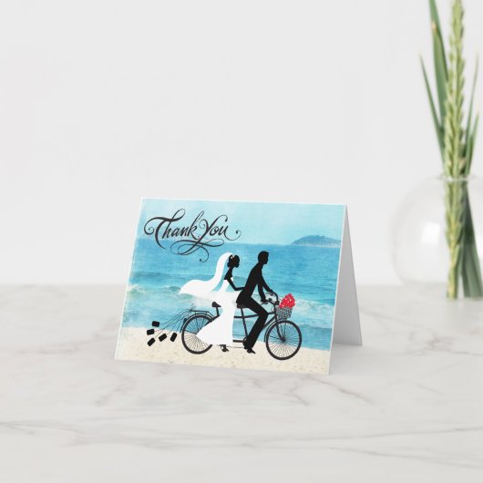 Tandem Bicycle Bride en Groom Wedding Bedankt Kaart (Voorkant)