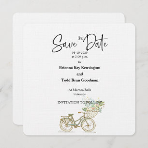Tandem Bicycle Casual Square Save the Date Card Kaart