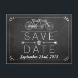 Tandem Bicycle Chalkboard Typography Wedding Aankondigingskaart<br><div class="desc">Tandem Bicycle Chalkboard Typografie Bruiloft - Bewaar de datum Briefkaarten.</div>