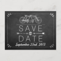 Tandem Bicycle Chalkboard Typography Wedding