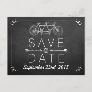 Tandem Bicycle Chalkboard Typography Wedding Aankondigingskaart