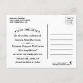 Tandem Bicycle Chalkboard Typography Wedding Aankondigingskaart (Achterkant)