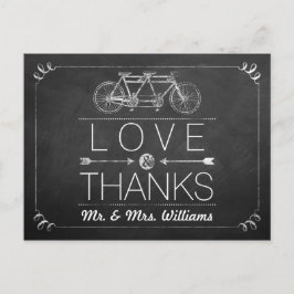 Tandem Bicycle Chalkboard Typography Wedding Briefkaart