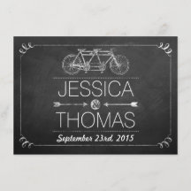 Tandem Bicycle Chalkboard Typography Wedding