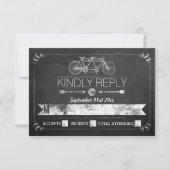 Tandem Bicycle Chalkboard Typography Wedding RSVP (Voorkant)