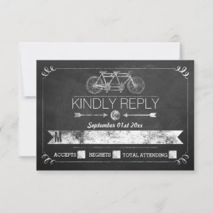 Tandem Bicycle Chalkboard Typography Wedding RSVP
