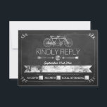 Tandem Bicycle Chalkboard Typography Wedding RSVP Kaartje<br><div class="desc">Tandem Bicycle Chalkboard Typografie Wedding RSVP Kaarten.</div>