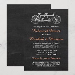 Tandem Bicycle Chalkboard Wedding Rehearsal Dinner Kaart