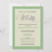 Tandem Bicycle Couple's Bridal Shower Invitation Kaart (Voorkant)