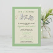 Tandem Bicycle Couple's Bridal Shower Invitation Kaart (Staand voorkant)